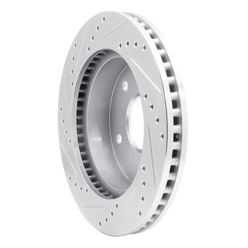 Dodge Ram 1500 Brake Rotor (1) - Front Right - R1 Concepts - Drilled & Slotted - Silver - `00-`02